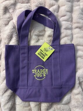 Trader Joe's Purple Canvas Mini Tote Bag